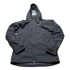 GILL Hooded Pilot Jacket Black Gray Sailing Technical Shell Women's Size 8 Boat